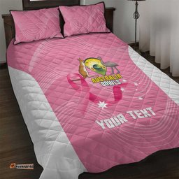 Custom Bowls Australia Breast Cancer Quilt Bed Set Pink Ribbon Aussie Map With Kangaroo Emu LT14