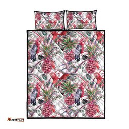 Australia Pink Galah Quilt Bed Set Rose-breasted Cockatoo Pineapple Seamless Vibes LT14
