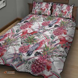 Australia Pink Galah Quilt Bed Set Rose-breasted Cockatoo Pineapple Seamless Vibes LT14