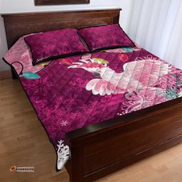 Pink Cockatoo Australia Christmas Quilt Bed Set Grevillea Eucalyptus Blossoms LT14