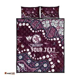 Personalized Manly Warringah Sea Eagles Quilt Bed Set Aboriginal Pattern with Graffiti Style Design TS04