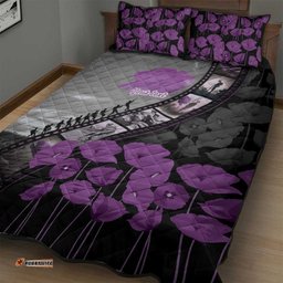 Personalised Remembering ANZAC Lest We Forget Quilt Bed Set Vintage Film Frame Memorial Purple Poppy LT9
