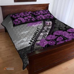 Personalised Remembering ANZAC Lest We Forget Quilt Bed Set Vintage Film Frame Memorial Purple Poppy LT9