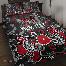 Personalized Essendon Bombers Quilt Bed Set Aboriginal Dot Painting Graffiti Style TS04