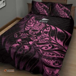 New Zealand Lawn Bowls Quilt Bed Set Pink Maori Warrior Tribal Silver Fern LT9