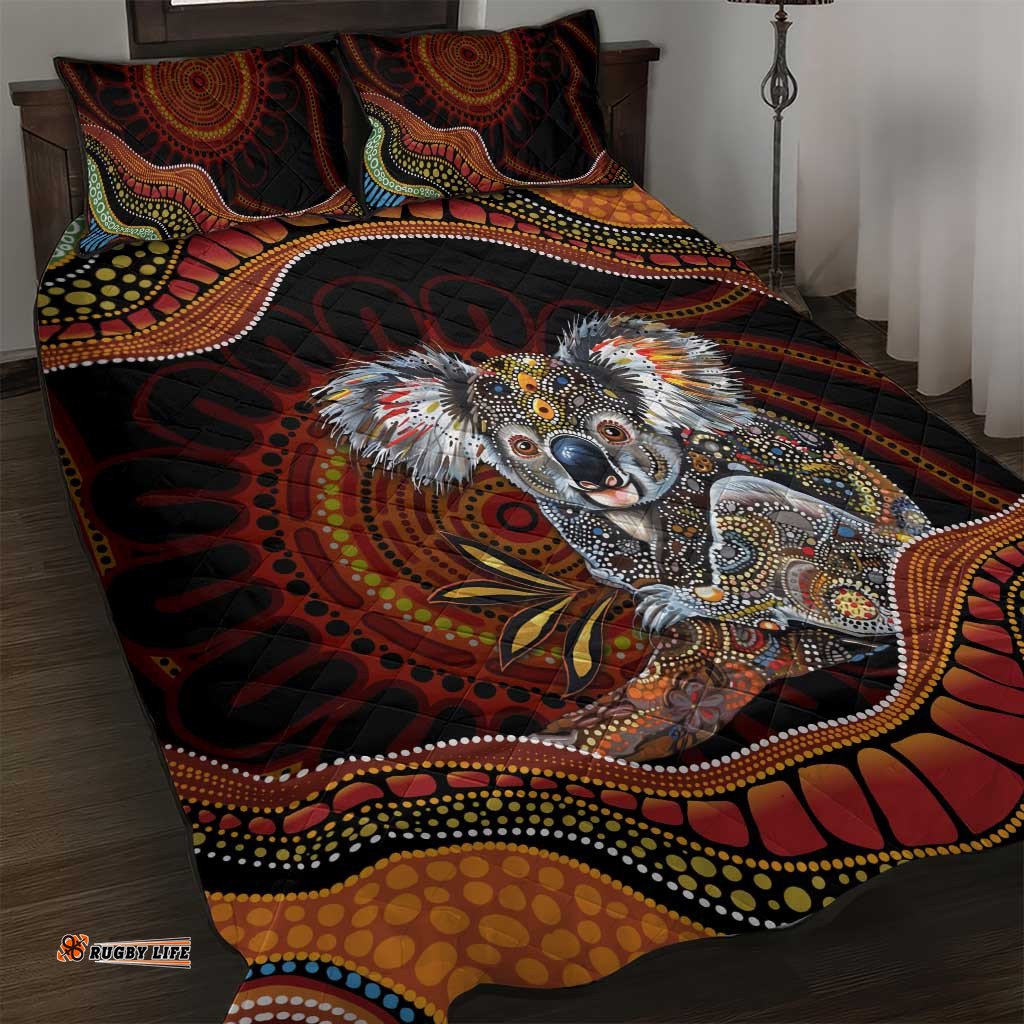 Indigenous Koala Australia Quilt Bed Set Australian Aboriginal Art Proud LT14