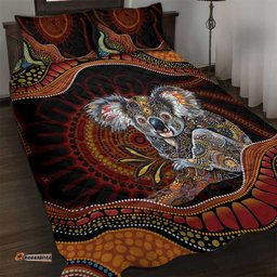 Indigenous Koala Australia Quilt Bed Set Australian Aboriginal Art Proud LT14