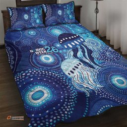 NAIDOC Deadly 50 Years Quilt Bed Set Jellyfish Aboriginal Culture Inspired Blue LT9