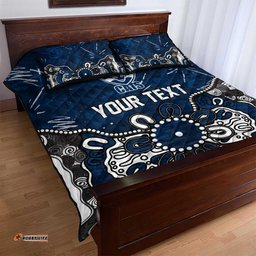 Personalized Geelong Cats Quilt Bed Set Aboriginal Dot Painting Graffiti Style TS04
