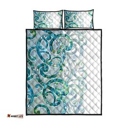 Paua Shell Maori Quilt Bed Set Koru Kowhaiwhai LT7