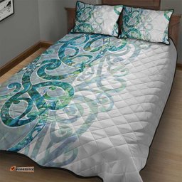 Paua Shell Maori Quilt Bed Set Koru Kowhaiwhai LT7