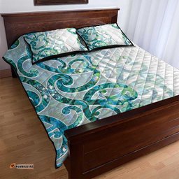 Paua Shell Maori Quilt Bed Set Koru Kowhaiwhai LT7