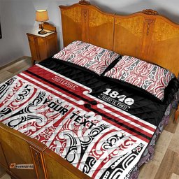 Personalised Toitu Te Tiriti Aotearoa 1840 Quilt Bed Set Red Kowhaiwhai Puhoro LT9