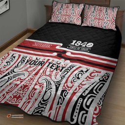 Personalised Toitu Te Tiriti Aotearoa 1840 Quilt Bed Set Red Kowhaiwhai Puhoro LT9