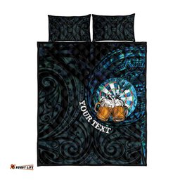 Personalized New Zealand Darts Beer Quilt Bed Set Paua Shell Aotearoa Maori Tattoo LT14