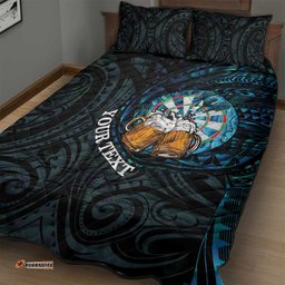 Personalized New Zealand Darts Beer Quilt Bed Set Paua Shell Aotearoa Maori Tattoo LT14