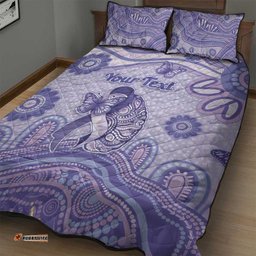 Personalised Epilepsy Awareness Quilt Bed Set Purple Ribbon Butterfly And Brain Aboriginal Art DT05