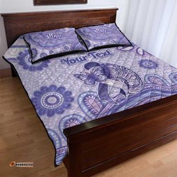 Personalised Epilepsy Awareness Quilt Bed Set Purple Ribbon Butterfly And Brain Aboriginal Art DT05