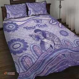 Personalised Epilepsy Awareness Quilt Bed Set Purple Ribbon Butterfly And Brain Aboriginal Art DT05