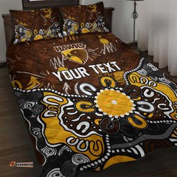 Personalized Hawthorn Hawks Quilt Bed Set Aboriginal Dot Painting Graffiti Style TS04