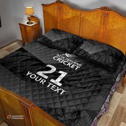 New Zealand Cricket Custom Quilt Bed Set Potae Pango Black Fern Pattern LT9