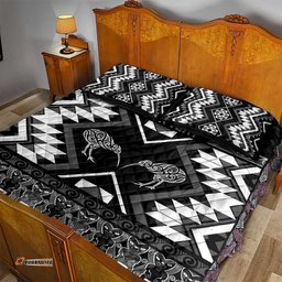 Personalised Taniko Motifs Aotearoa Quilt Bed Set Waitangi Kowhaiwhai Kiwi - Monochrome LT7