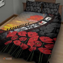 Personalised Remembering ANZAC Lest We Forget Quilt Bed Set Vintage Film Frame Memorial Red Poppy LT9
