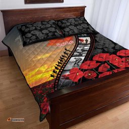 Personalised Remembering ANZAC Lest We Forget Quilt Bed Set Vintage Film Frame Memorial Red Poppy LT9