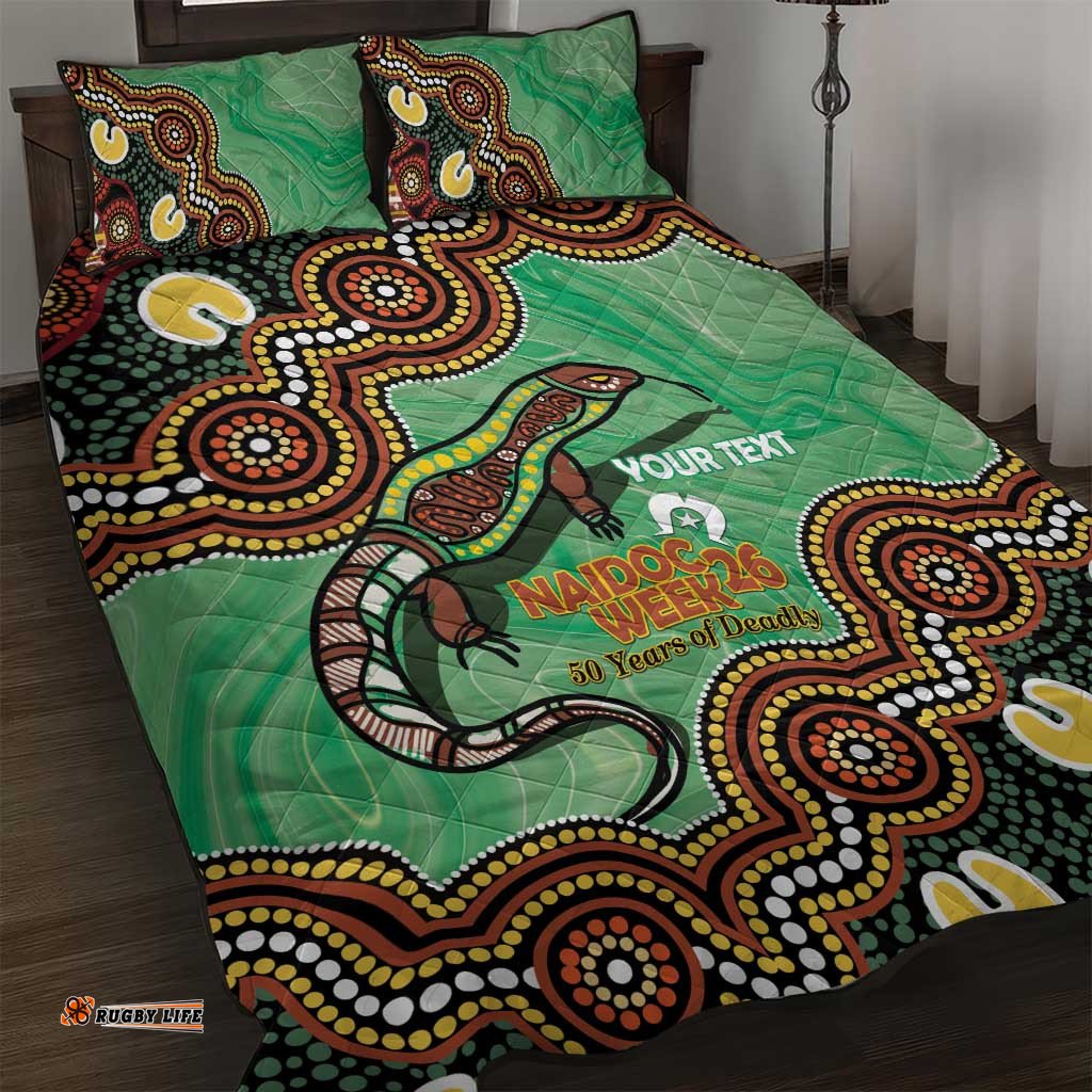 Personalised Australia Goanna NAIDOC Week 2026 Quilt Bed Set 50 Years of Deadly Aboriginal Art LT14