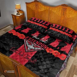 Personalised Essendon Football ANZAC Day Quilt Bed Set Bombers Poppy Lest We Forget LT14
