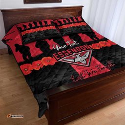 Personalised Essendon Football ANZAC Day Quilt Bed Set Bombers Poppy Lest We Forget LT14