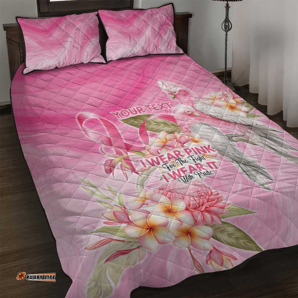 Personalised I Wear Pink For The Fight Quilt Bed Set Australian Breast Cancer Spirit LT9