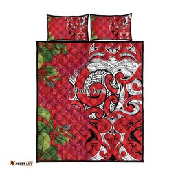 Personalised New Zealand Koru Pohutukawa Quilt Bed Set Meri Kirihimete Aroha for Christmas LT9
