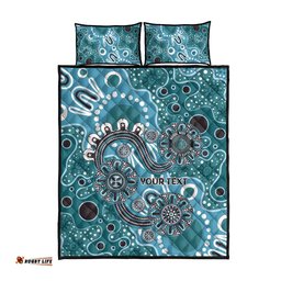 Personalised NAIDOC Week 50 Years Deadly Always Quilt Bed Set Teal Aboriginal Artwork Dot Painting LT9