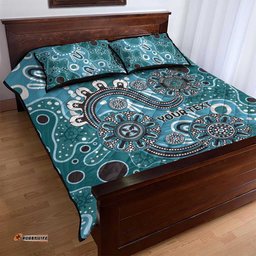 Personalised NAIDOC Week 50 Years Deadly Always Quilt Bed Set Teal Aboriginal Artwork Dot Painting LT9
