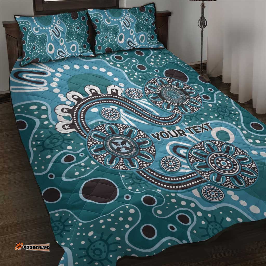 Personalised NAIDOC Week 50 Years Deadly Always Quilt Bed Set Teal Aboriginal Artwork Dot Painting LT9