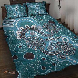 Personalised NAIDOC Week 50 Years Deadly Always Quilt Bed Set Teal Aboriginal Artwork Dot Painting LT9