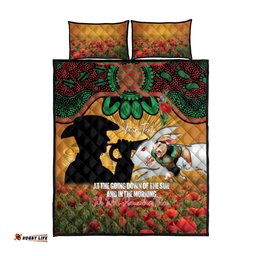 Personalised Rabbitohs Rugby ANZAC Day Quilt Bed Set Last Post Poppy We Will Remember Them LT14