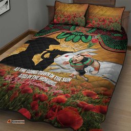 Personalised Rabbitohs Rugby ANZAC Day Quilt Bed Set Last Post Poppy We Will Remember Them LT14