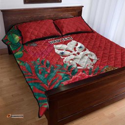 Maori Wheku Meri Kirihimete Personalised Quilt Bed Set All Red Indigenous Maori Motif LT9