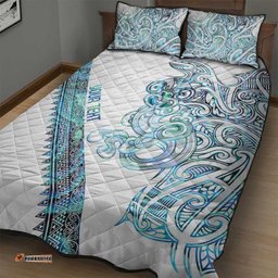 Kahui Whetu Paua shell Kowhaiwhai Taniko Personalised Quilt Bed Set Taniwha Maori Tribal Style LT9