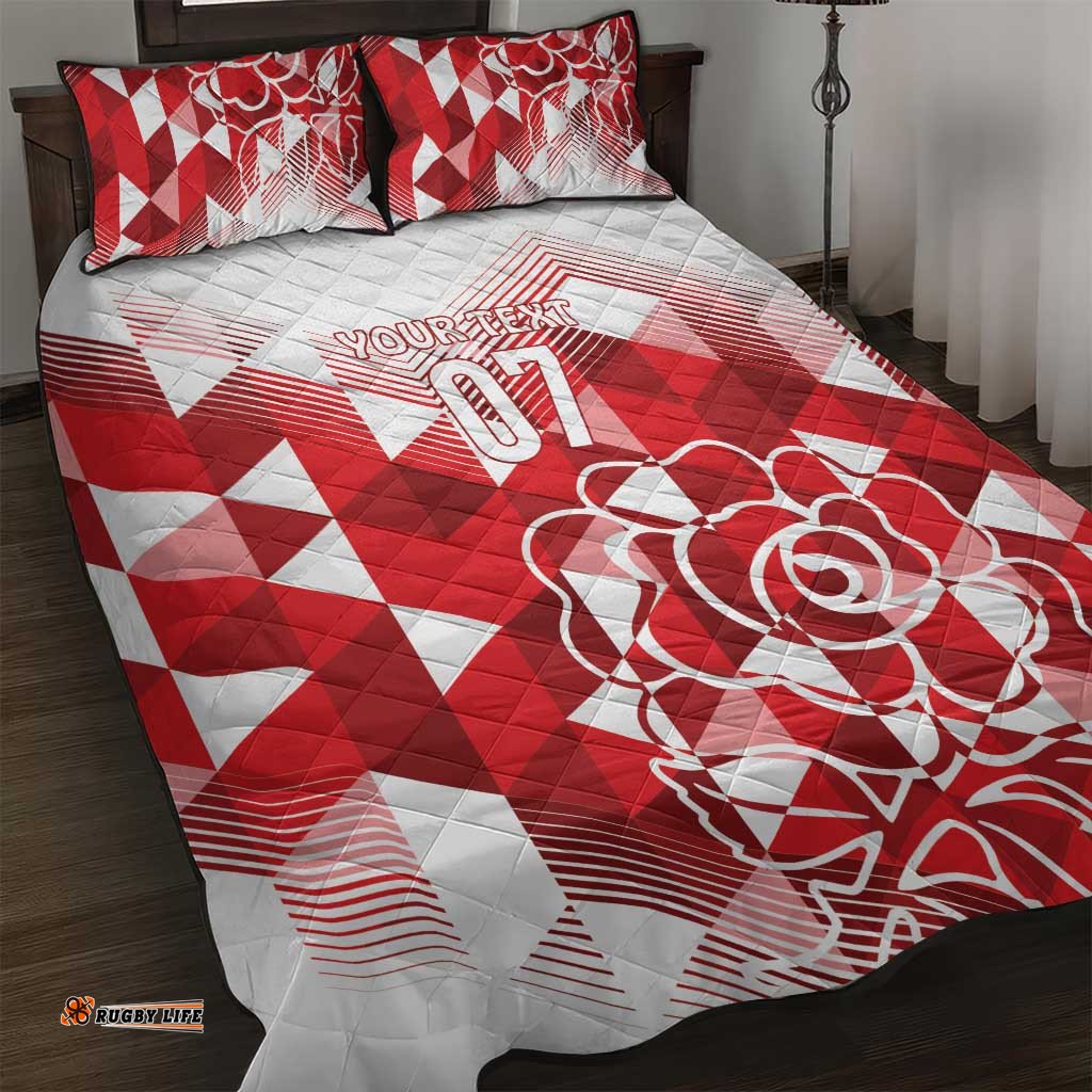 England Rugby Custom Quilt Bed Set Crystalised Red Rose LT7