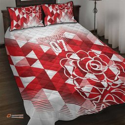England Rugby Custom Quilt Bed Set Crystalised Red Rose LT7