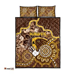 Hawks Football Quilt Bed Set Aboriginal Dot Art Pattern DT05