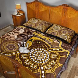 Hawks Football Quilt Bed Set Aboriginal Dot Art Pattern DT05