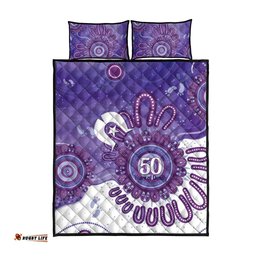 NAIDOC Week 2026 Quilt Bed Set 50 Years Deadly Dhari Purple Aboriginal Art LT14