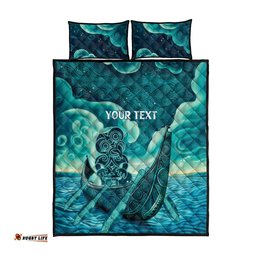 Personalised New Zealand Waitangi Day Quilt Bed Set Hei Tiki With Maori Waka - Whakarare Pattern LT14