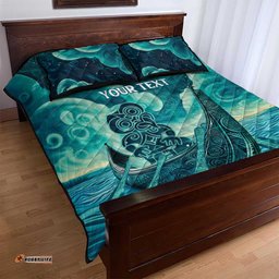 Personalised New Zealand Waitangi Day Quilt Bed Set Hei Tiki With Maori Waka - Whakarare Pattern LT14