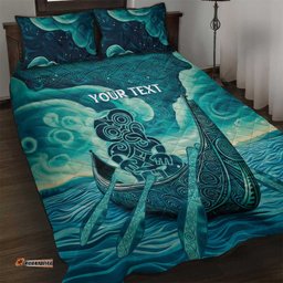 Personalised New Zealand Waitangi Day Quilt Bed Set Hei Tiki With Maori Waka - Whakarare Pattern LT14