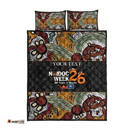 Personalised NAIDOC Deadly 50 Years Quilt Bed Set Minimalist Aboriginal Art LT9